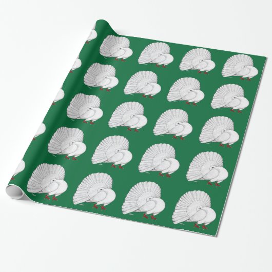 Fantail Pigeon White Cadeaupapier (Uitgerold)