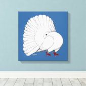 Fantail Pigeon White Canvas Afdruk (Insitu (Houten vloer))