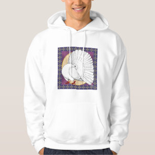 Fantail Pigeon White met achtergrond Hoodie