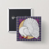 Fantail Pigeon White met achtergrond Vierkante Button 5,1 Cm (Voorkant /achterkant)