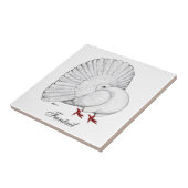 Fantail Pigeon White Tegeltje (Zijkant)