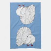 Fantail Pigeon White Theedoek (Verticaal)