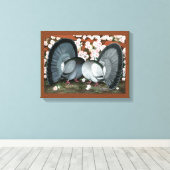 Fantail Pigeons Matched Pair Canvas Afdruk (Insitu (Houten vloer))
