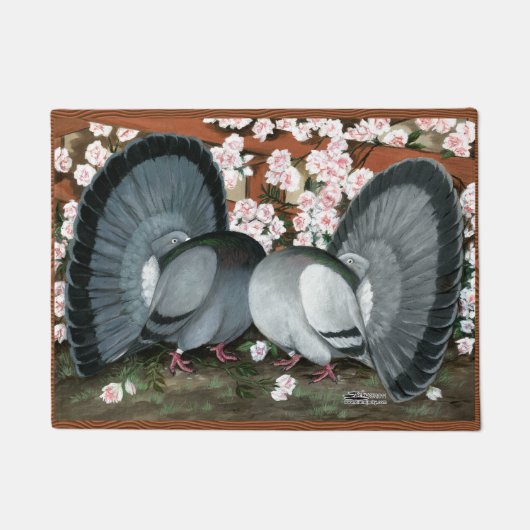 Fantail Pigeons Matched Pair Deurmat (Voorkant)