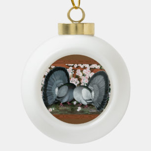 Fantail Pigeons Matched Pair Keramische Bal Ornament