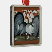 Fantail Pigeons Matched Pair Metalen Ornament (Rechts)