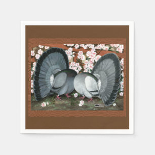 Fantail Pigeons Matched Pair Servetten