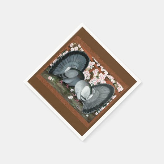 Fantail Pigeons Matched Pair Servetten (Hoek)