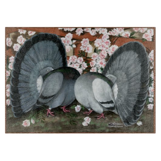 Fantail Pigeons Matched Pair Snijplank (Voorkant)