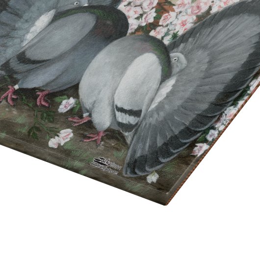 Fantail Pigeons Matched Pair Snijplank (Hoek)