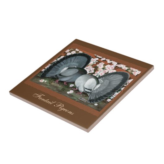 Fantail Pigeons Matched Pair Tegeltje (Zijkant)