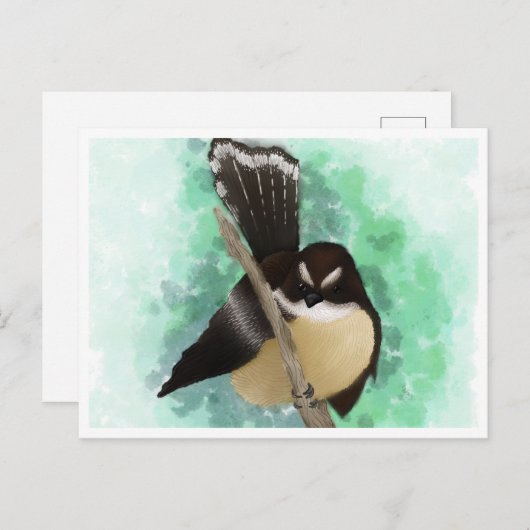 Fantail Water Color Digitale Kunst Briefkaart (Voorkant / Achterkant)