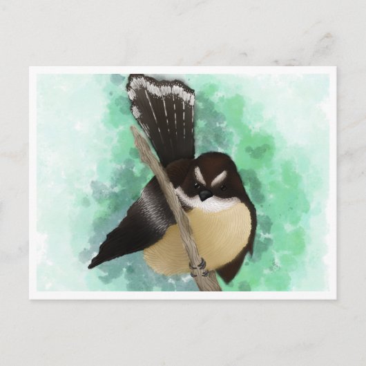 Fantail Water Color Digitale Kunst Briefkaart (Voorkant)