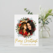 Fantair Gold-script voor pretkerst Folie Feestdagen Briefkaart (Staand Voorkant)