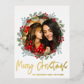 Fantair Gold-script voor pretkerst Folie Feestdagen Briefkaart (Voorkant)