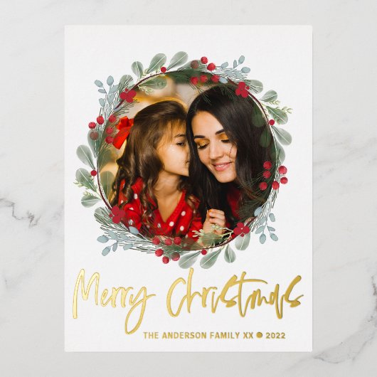 Fantair Gold-script voor pretkerst Folie Feestdagen Briefkaart (Voorkant)