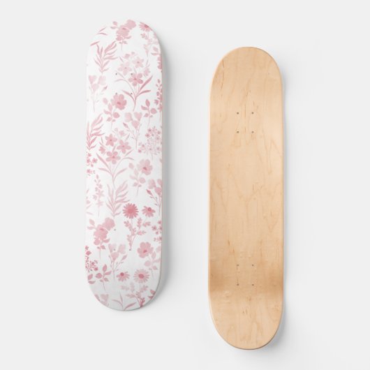 Fantair Roos Gold Flowers White Pattern Persoonlijk Skateboard (Voorkant)