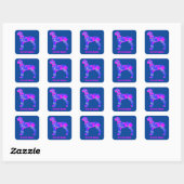 Fantane Dog Silhouette Crazy Hot Pink Vierkante Sticker (Vel)