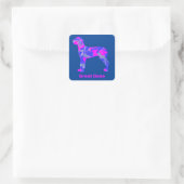 Fantane Dog Silhouette Crazy Hot Pink Vierkante Sticker (Tas)