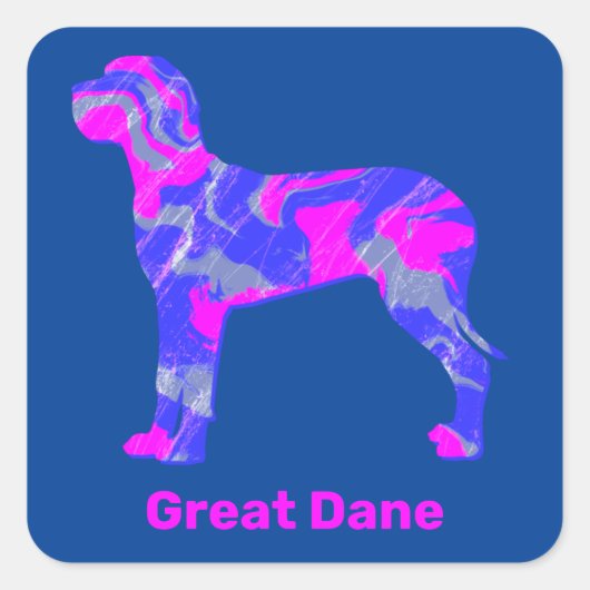 Fantane Dog Silhouette Crazy Hot Pink Vierkante Sticker (Voorkant)