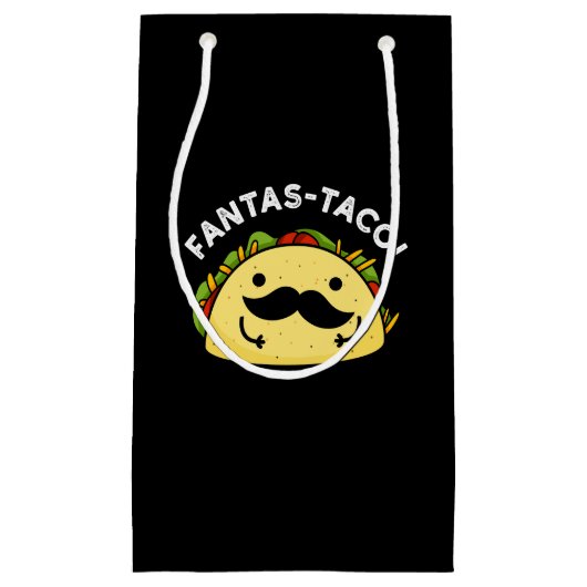 Fantas-taco Funny Fantastic Taco Pun Dark BG Klein Cadeauzakje (Voorkant)