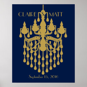 Fantasby Art Deco bruiloft die gastenboek ondertek Poster