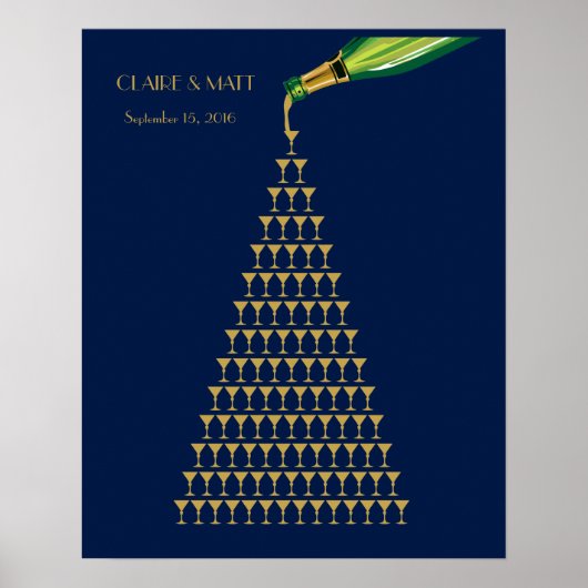 Fantasby Art Deco bruiloft die gastenboek ondertek Poster (Voorkant)