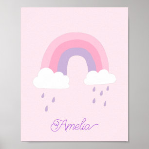 Fantaserende Roze Paarse Regenboog Regenachtige Wo Poster