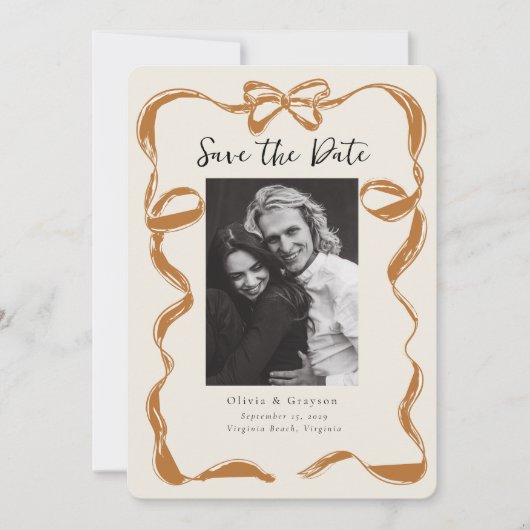 Fantaserijke Koperen Foto Boog Save the Date (Voorkant)