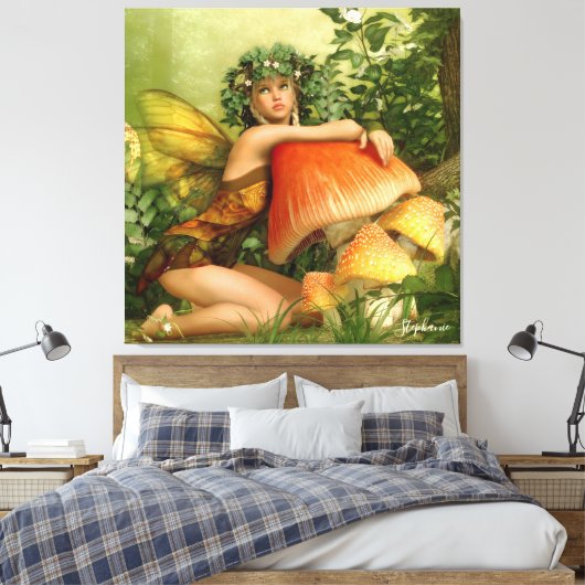 Fantasevliegen in het bos canvas afdruk (Insitu (Slaapkamer))