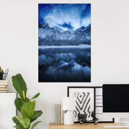 Fantasie aan bergmeer poster