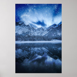 Fantasie aan bergmeer poster