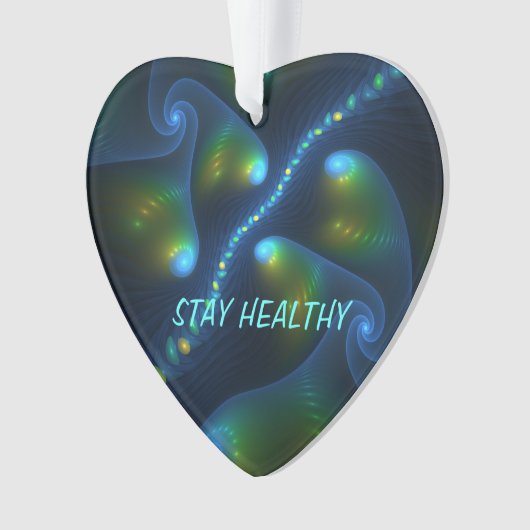 Fantasie Abstract Blauw Groen Geel Fractal Tekst Ornament (voorkant)