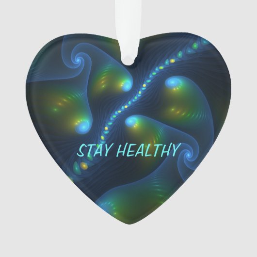 Fantasie Abstract Blauw Groen Geel Fractal Tekst Ornament (voorkant)