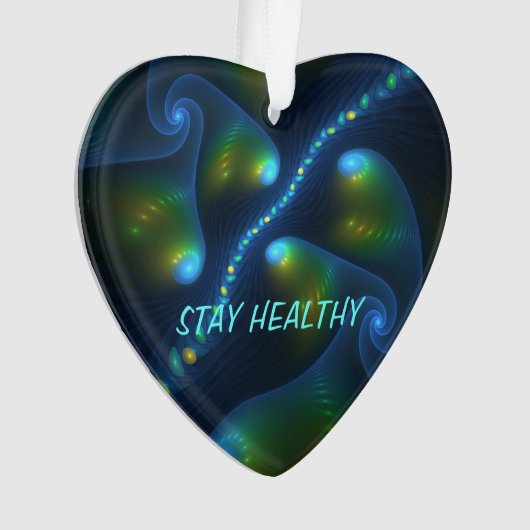 Fantasie Abstract Blauw Groen Geel Fractal Tekst Ornament (voorkant)