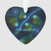 Fantasie Abstract Blauw Groen Geel Fractal Tekst Ornament (achterkant)