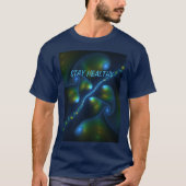 Fantasie Abstract Blauw Groen Geel Fractal Tekst T-shirt (Voorkant)