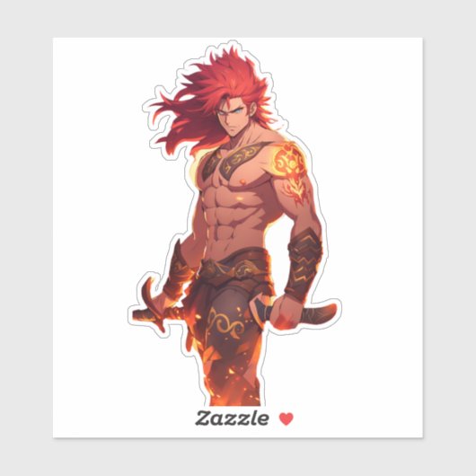 Fantasie Anime Husbando Sticker – Fiery Red Hair (Vel)