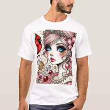 Fantasie Anime Manga Girl Rin houdt van haar vogel