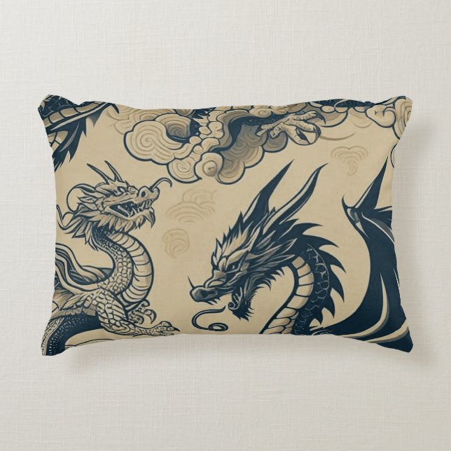 Fantasie Antieke Draken Accent Kussen (Voorkant)