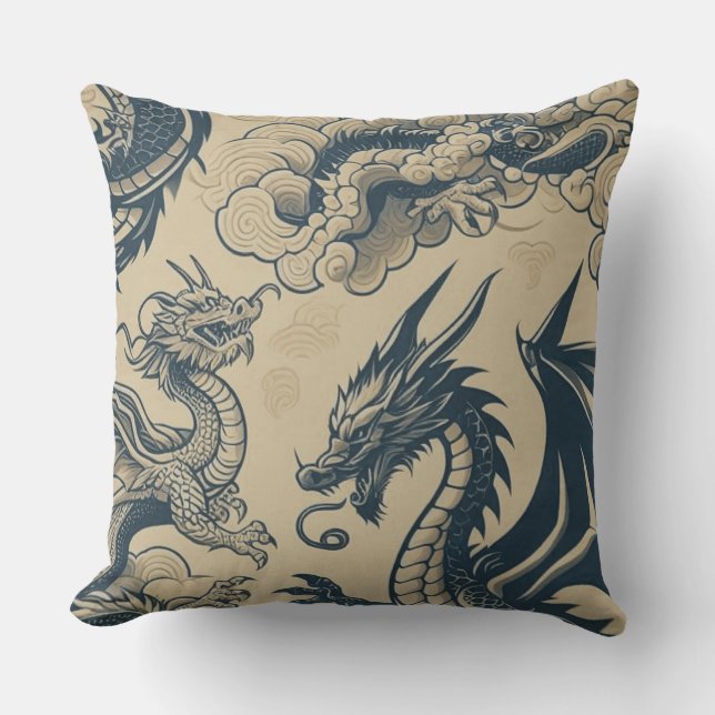 Fantasie Antieke Draken Buitenkussen (Voorkant)