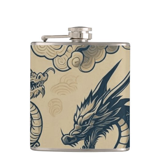 Fantasie Antieke Draken Heupfles (Voorkant)