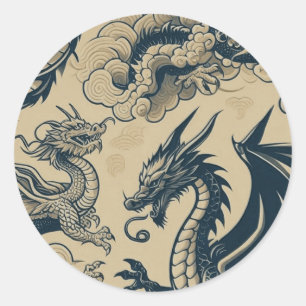 Fantasie Antieke Draken Ronde Sticker