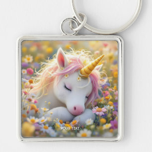 Fantasie Baby Eenhoorn Bloemen Sleutelhanger