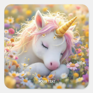 Fantasie Baby Eenhoorn Bloemen Vierkante Sticker