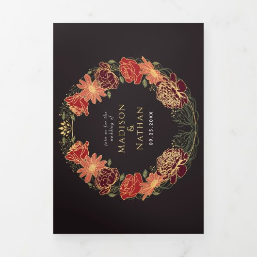 Fantasie betoverde bloementuin bruiloft drieluik uitnodiging (Cover)