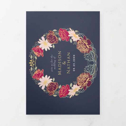 Fantasie betoverde bloementuin bruiloft drieluik uitnodiging (Cover)