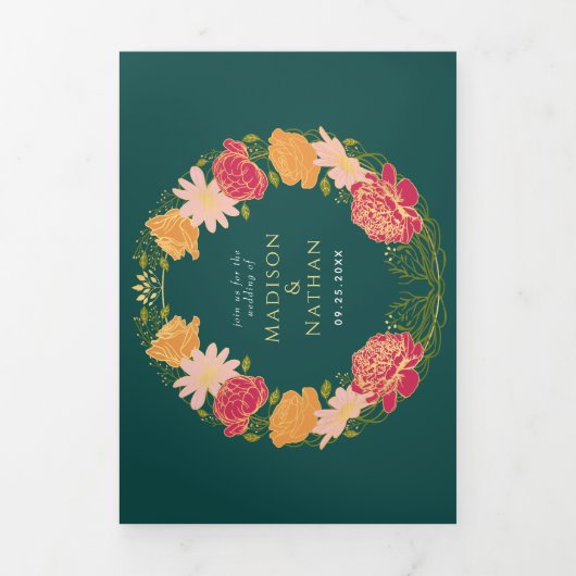 Fantasie betoverde bloementuin bruiloft drieluik uitnodiging (Cover)