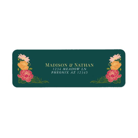 Fantasie betoverde bloementuin bruiloft etiket (Voorkant)