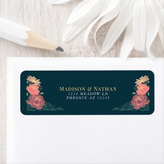 Fantasie betoverde bloementuin bruiloft etiket (Insitu)